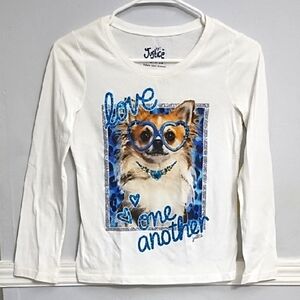 Justice "Love One Another" White Shirt W/ Dog Print